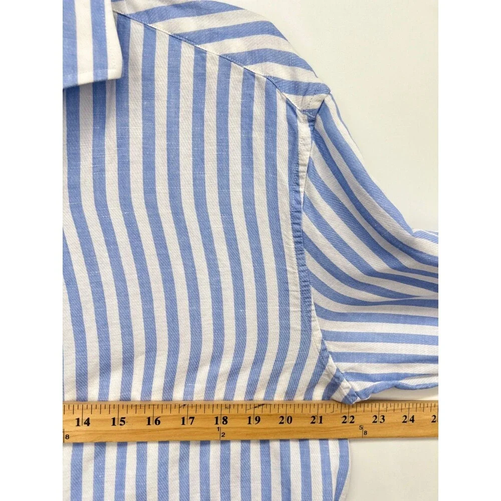 Banana Republic Mens Light Blue Slim Fit Linen Cotton Dress Shirt L Spring 2025